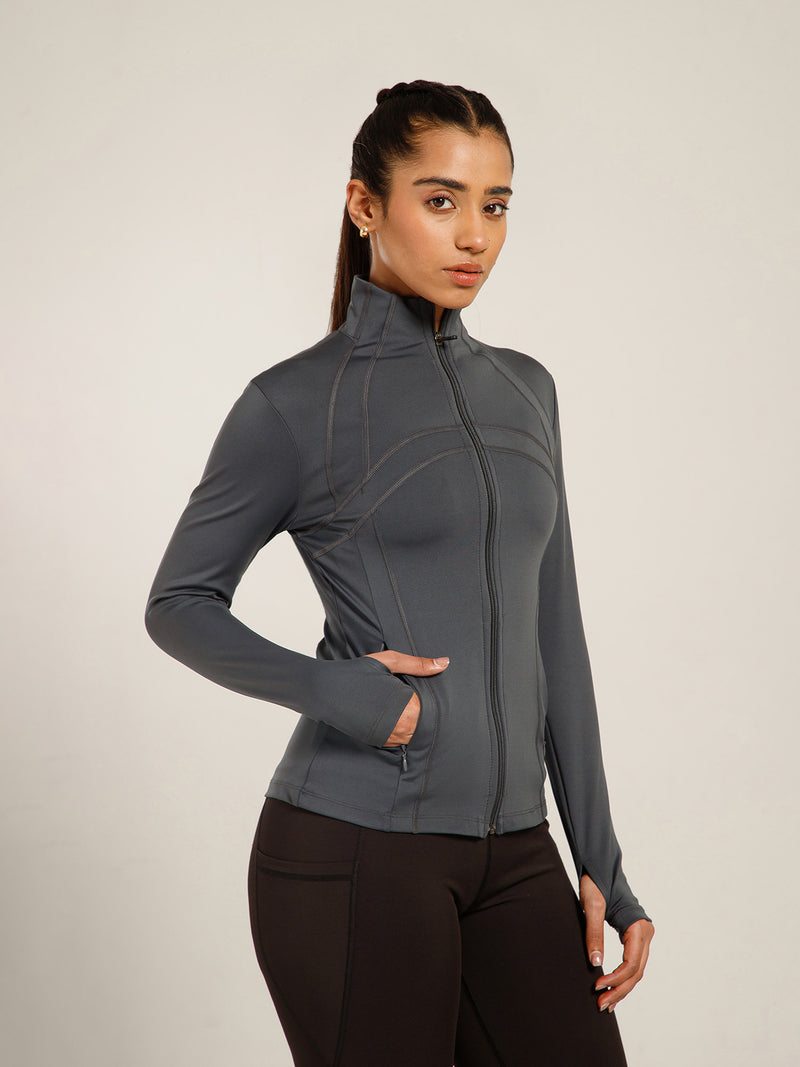 Defined Seam Zip Jacket Grey