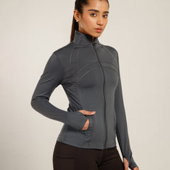 Defined Seam Zip Jacket Grey