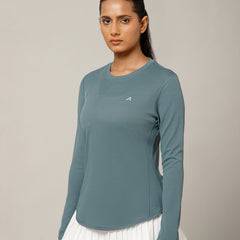 Curved Hem Full Sleeve T-Shirt Grey (Copy)