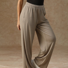 Ribbed Baggy Pants Beige