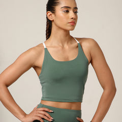 Cross Back Built In Bra Sage