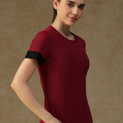 Contrast Tone T-Shirt Maroon