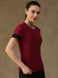 Contrast Tone T-Shirt Maroon