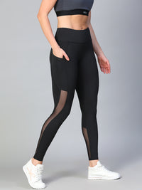 Mesh Panel Pocket Leggings Black