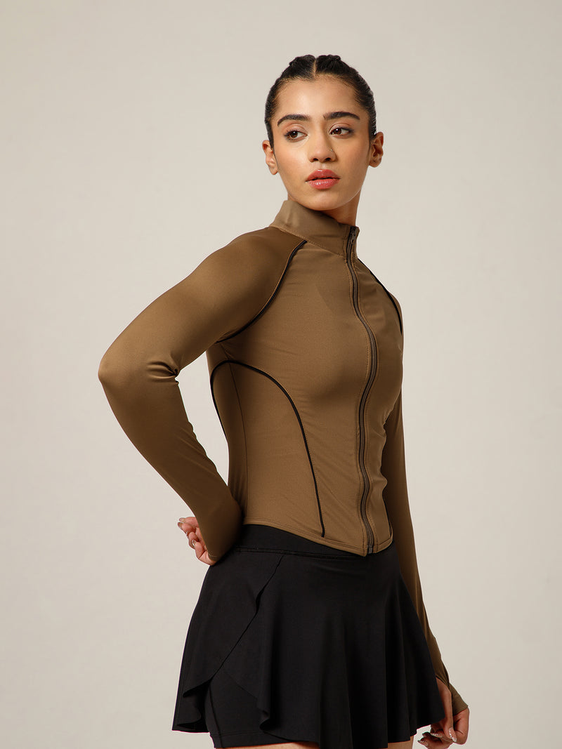 Flow Piping Jacket Tan