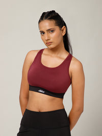 Ruched Sports Bra Maroon