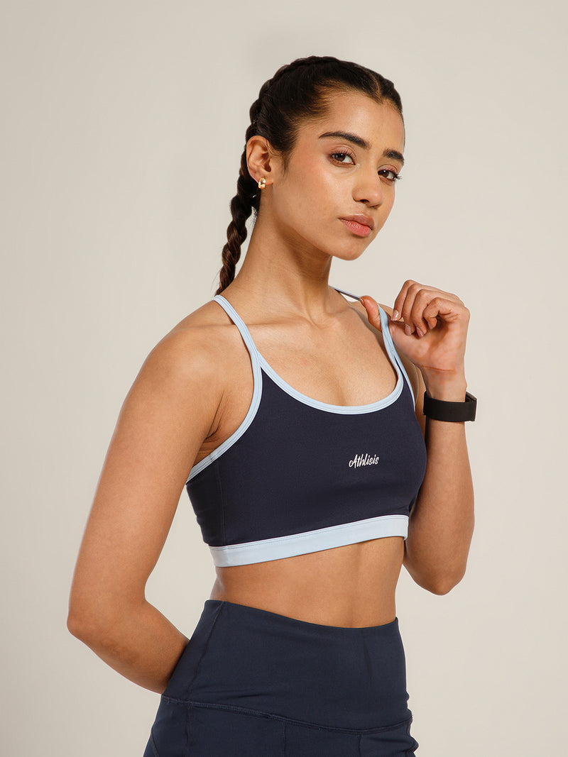 Flow Piping Sports Bra Navy