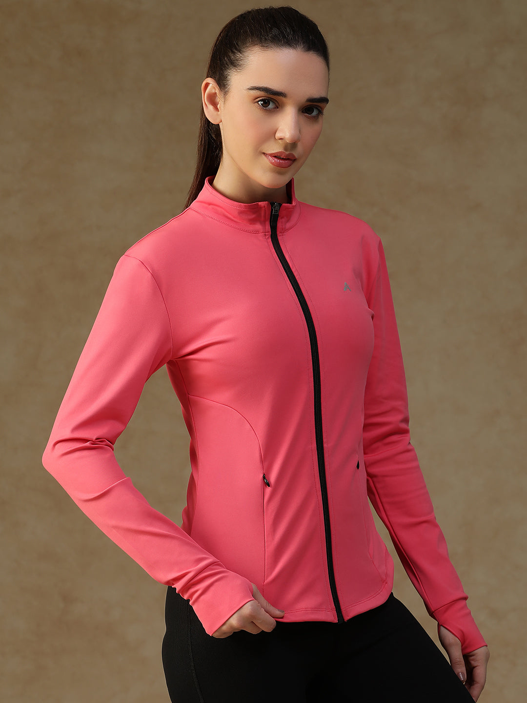 Ribbed Zip up Jacket Hot Pink