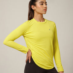 Curved Hem Full Sleeve T-Shirt Lemon