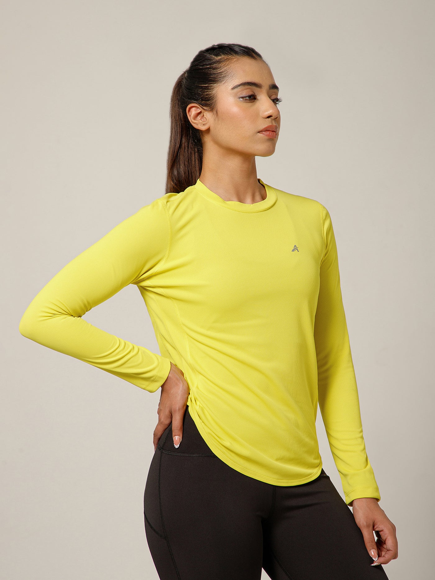 Curved Hem Full Sleeve T-Shirt Lemon