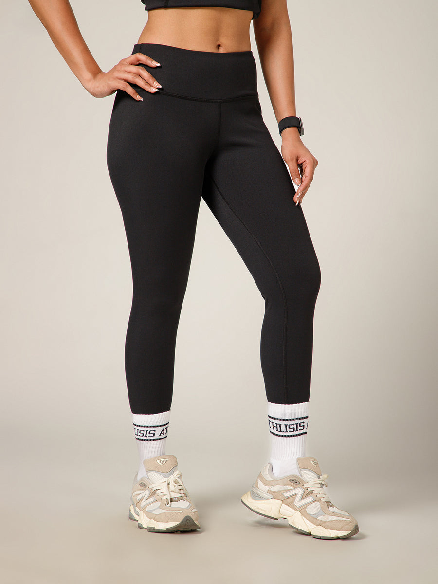 Ribbed High Waist Leggings Black