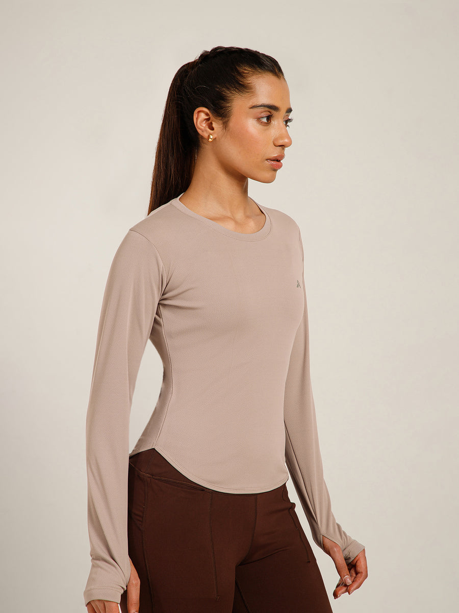 Bodycon Thumbhole T-shirt Beige