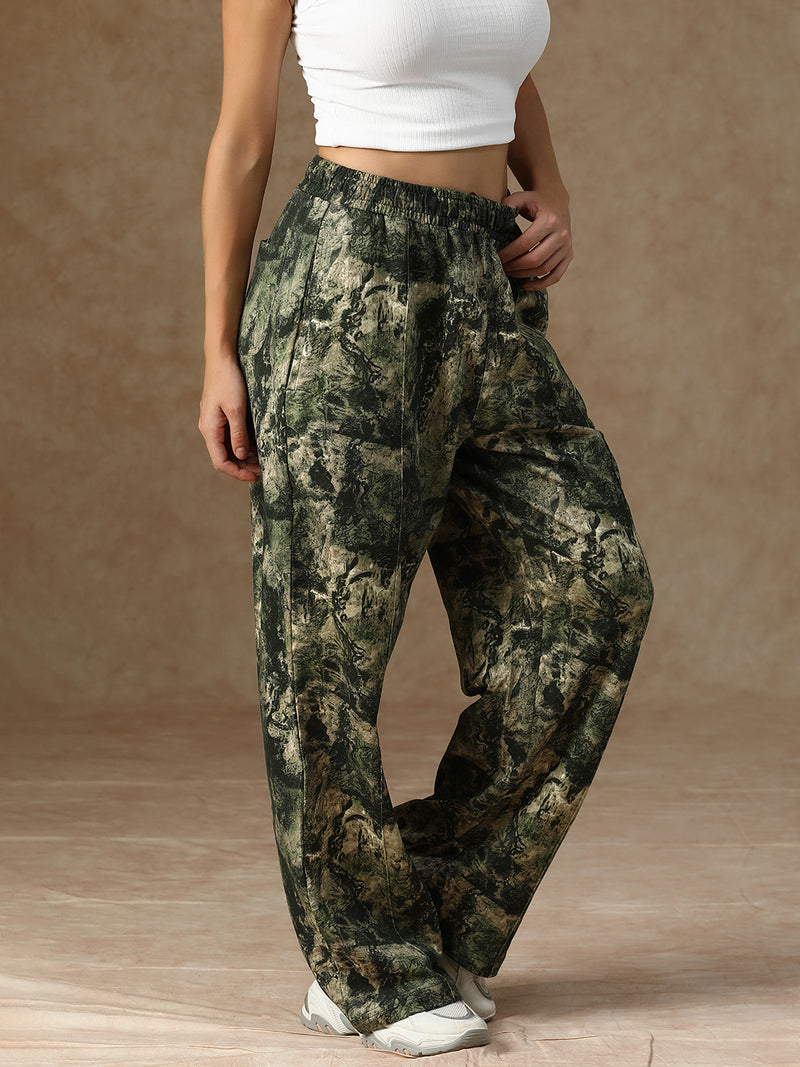 Printed Baggy Forest Camo Sweatpants