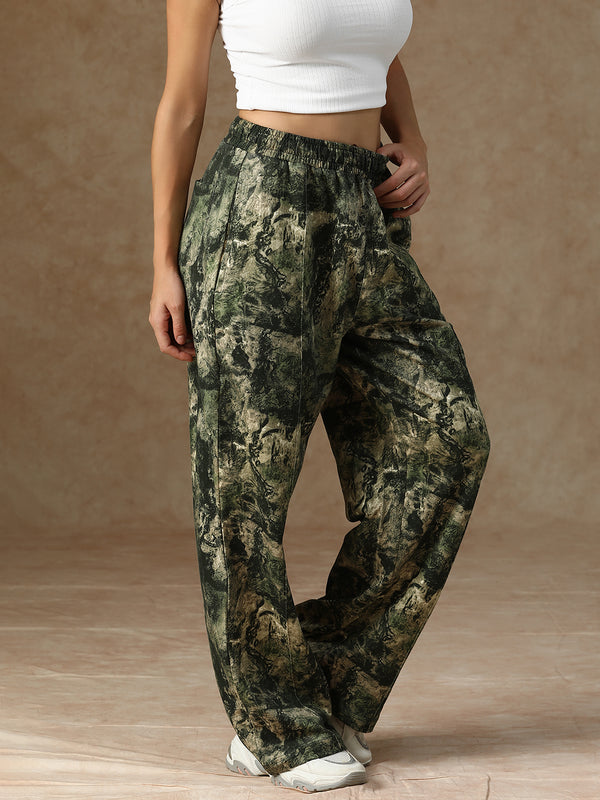 Printed Baggy Forest Camo Sweatpants