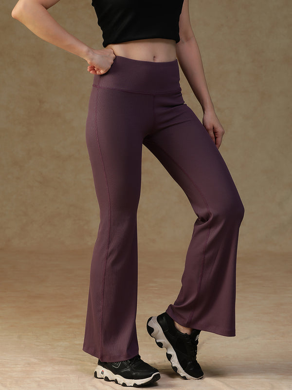Ribbed Flare Pant Purple