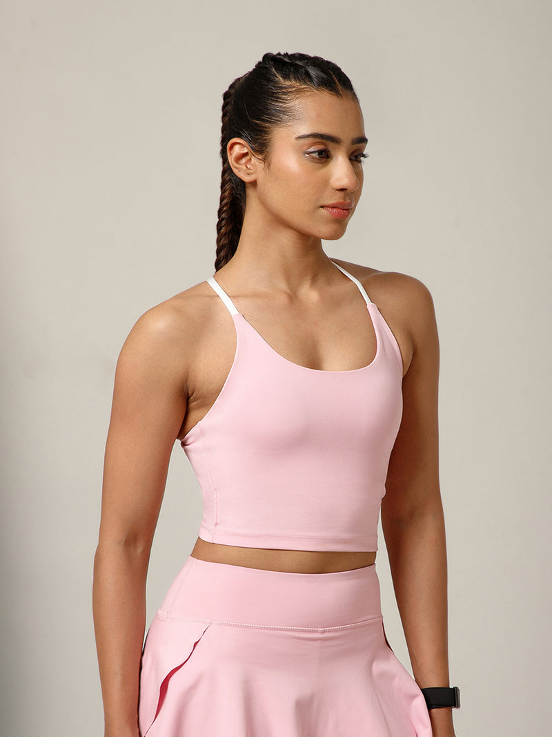 Cross Back Built In Bra Blush Pink