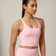 Cross Back Built In Bra Blush Pink