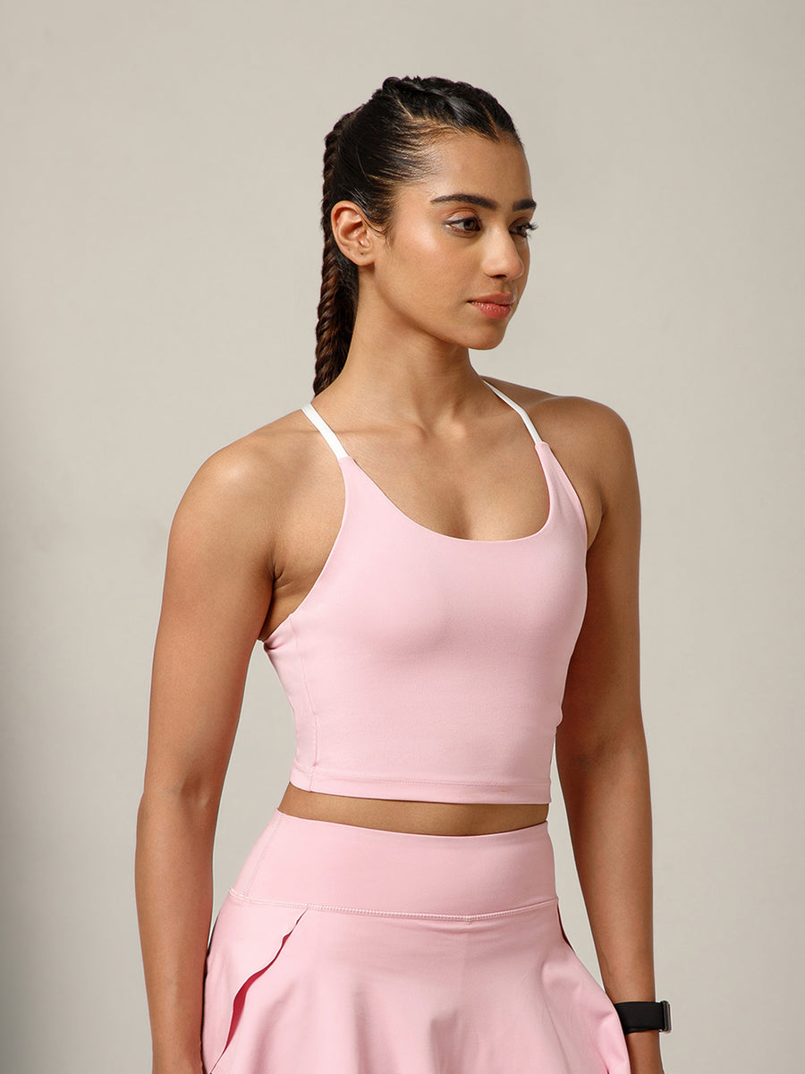 Cross Back Built In Bra Blush Pink
