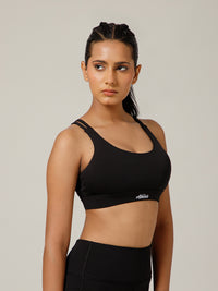 Geometric Strap Sports Bra Black