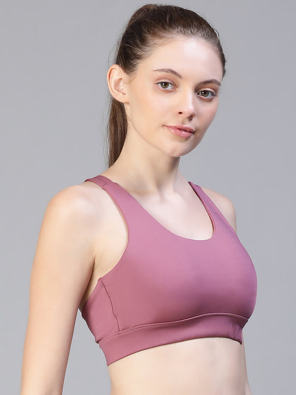 Geometric Strap Sports Bra Maroon