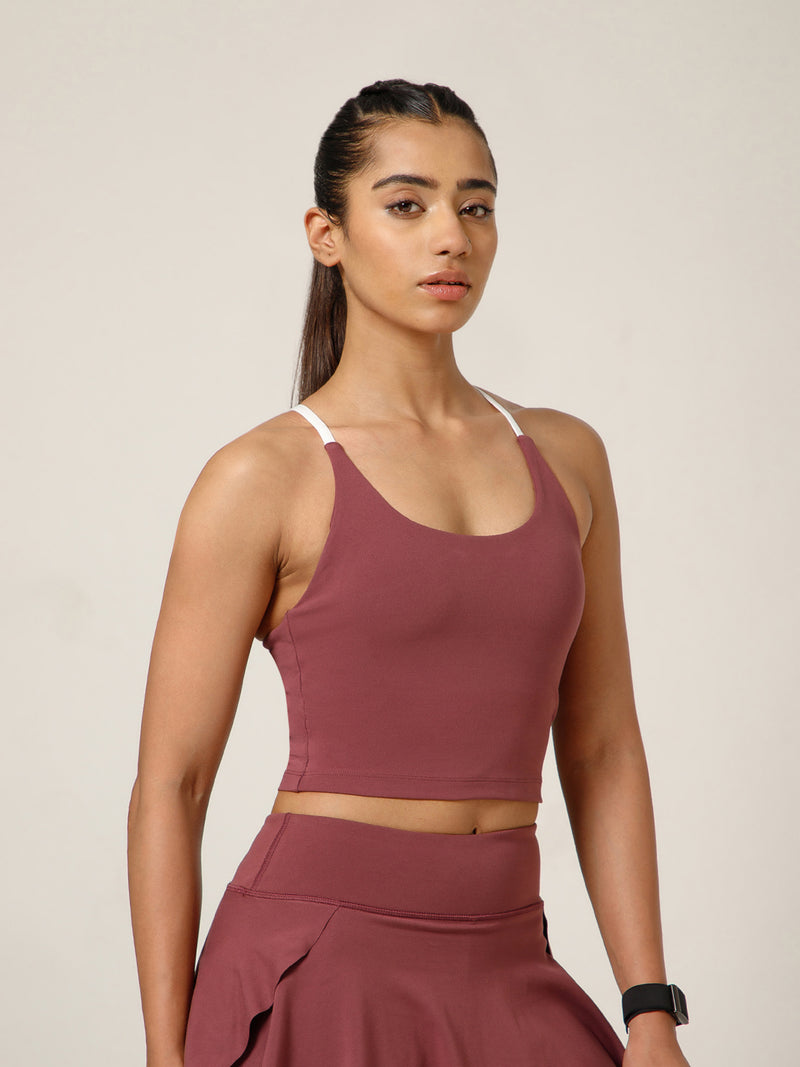 Cross Back Built In Bra Mauve