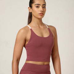 Cross Back Built In Bra Mauve
