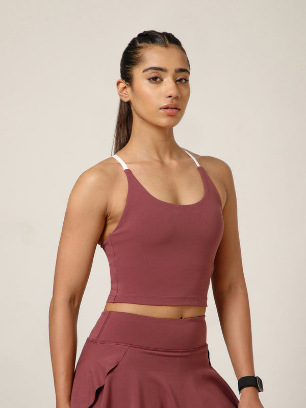 Cross Back Built In Bra Mauve