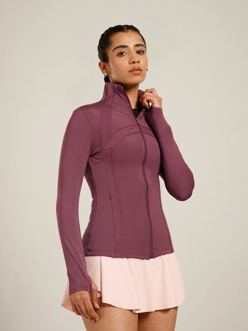 Defined Seam Zip Jacket Maroon