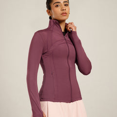 Defined Seam Zip Jacket Maroon