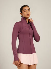Defined Seam Zip Jacket Maroon