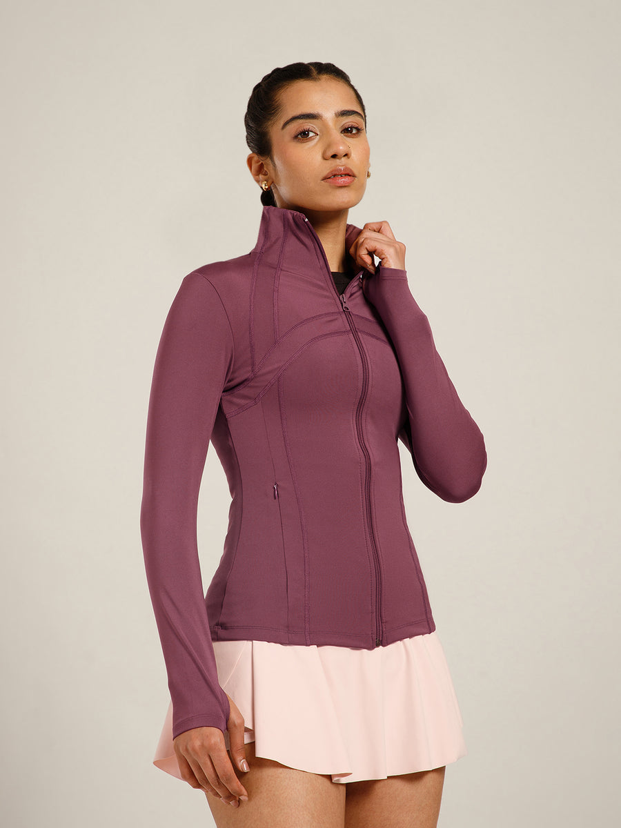 Defined Seam Zip Jacket Maroon