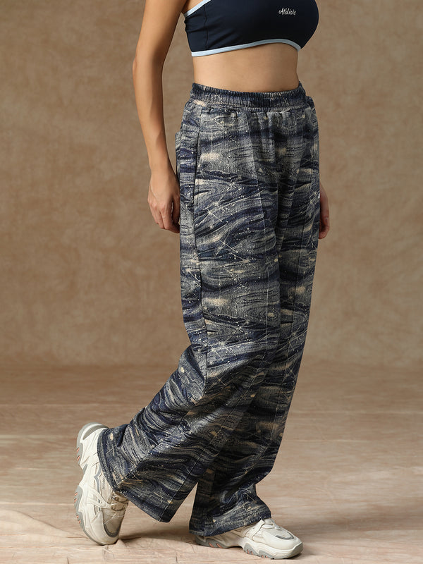 Printed Baggy Ocean Wave Sweatpants