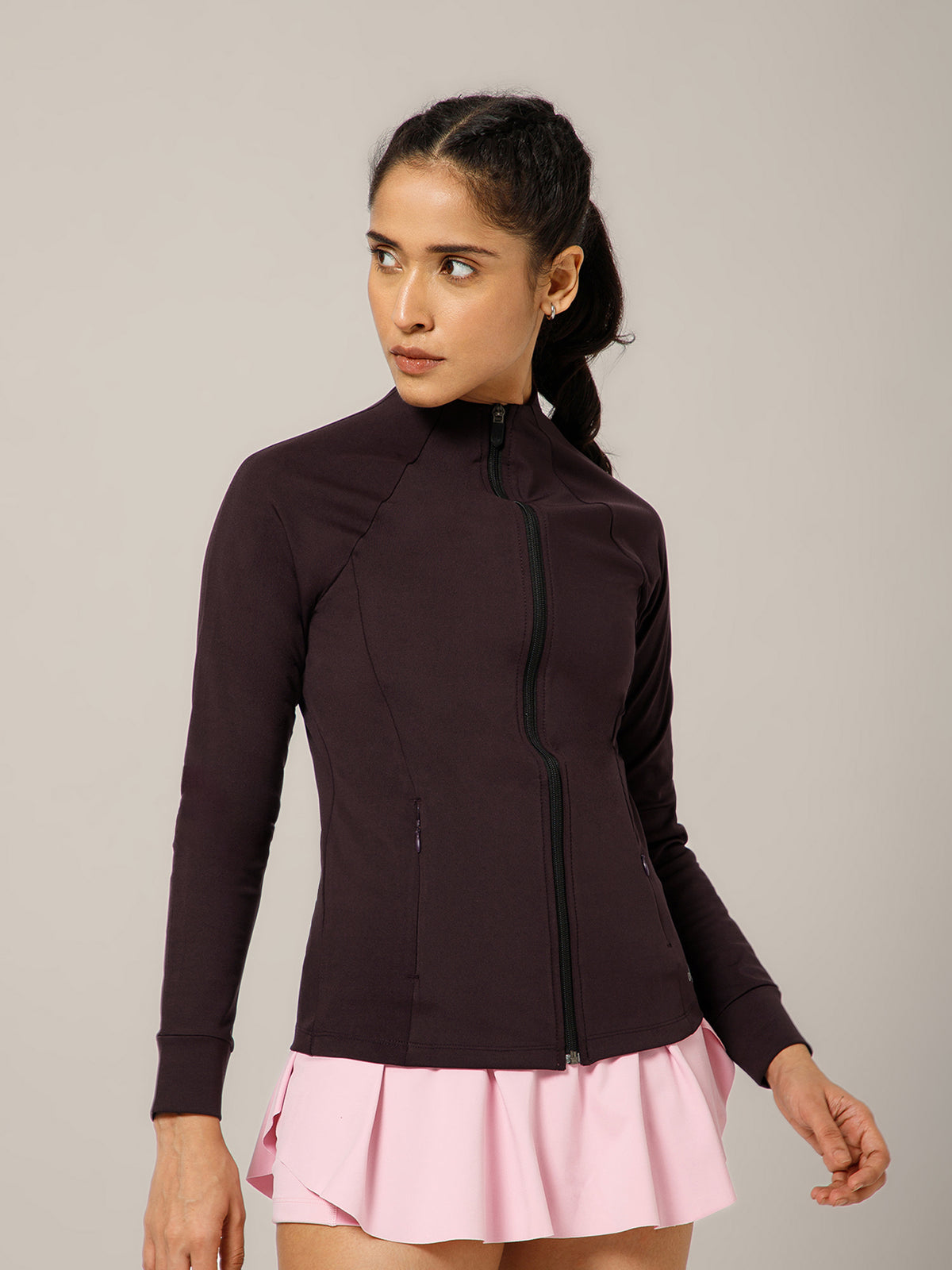Linea Collarless Jacket Wine