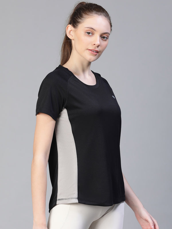 Contrast Side Panel T-Shirt Black