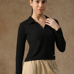 Aero Zip Polo T-shirt Black