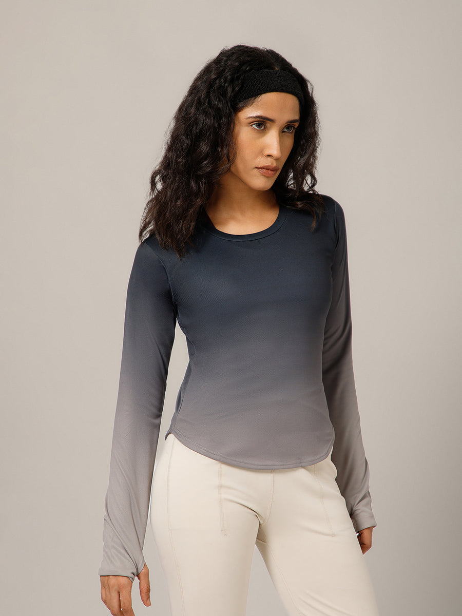 Dual Tone Full Sleeve T-Shirt B&W