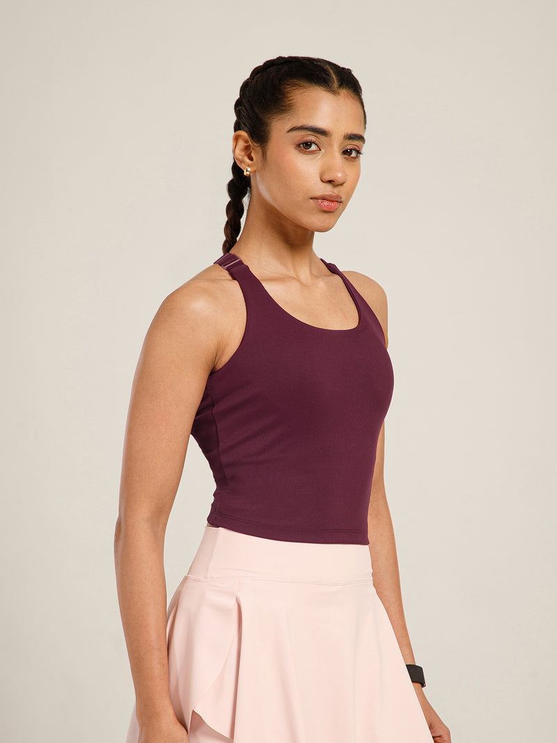 Built In Bra Y Adjustable Top Wine