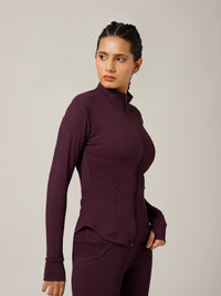 Ribbed Zip up Jacket Wine