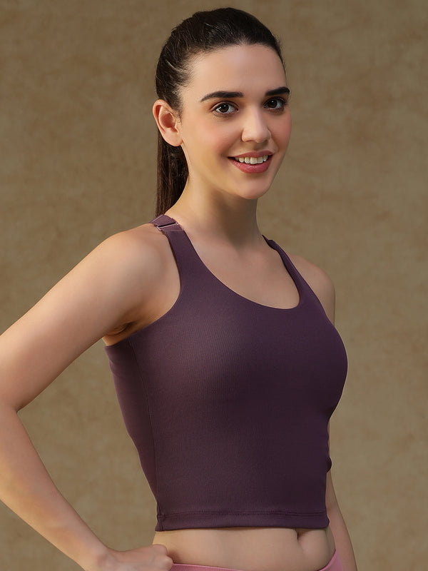 Built In Bra Y Adjustable Top Purple