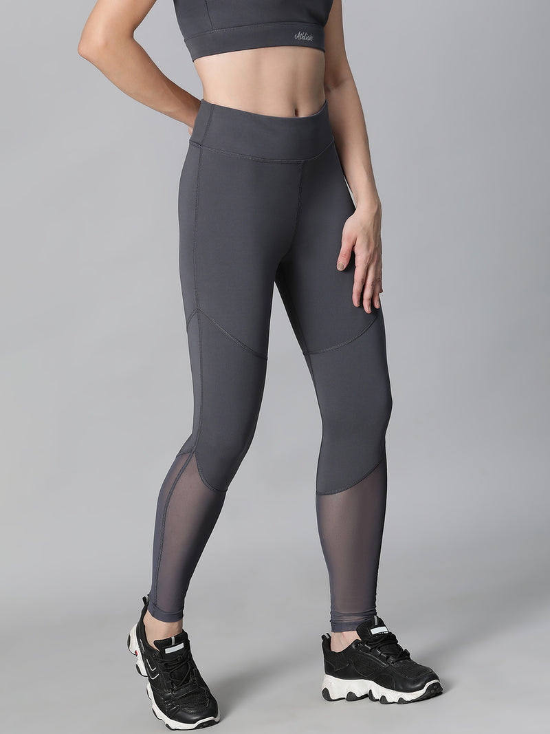 Geometric Mesh Leggings Gray
