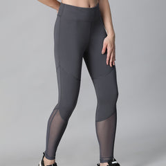 Geometric Mesh Leggings Gray
