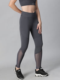 Geometric Mesh Leggings Gray
