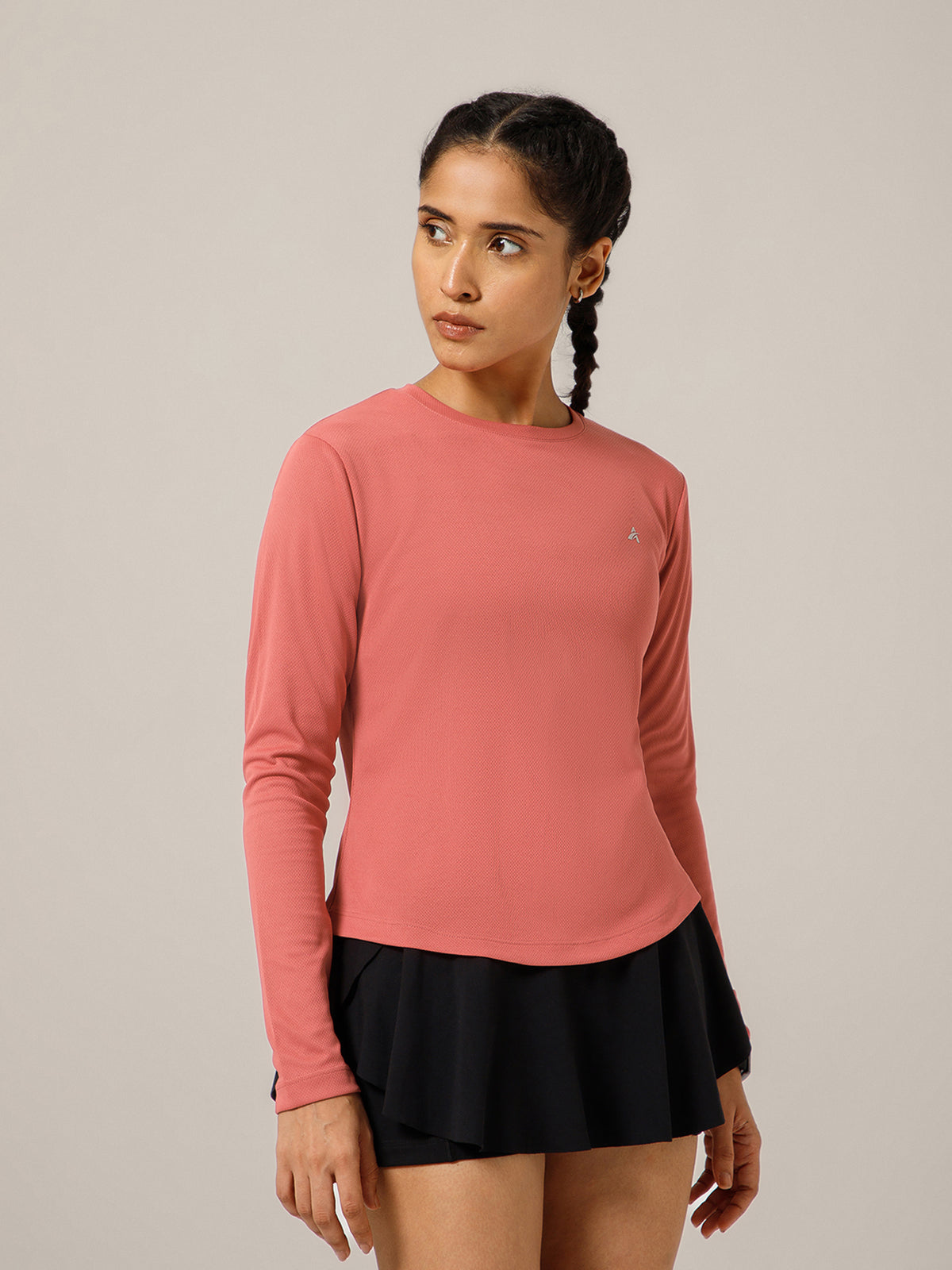 Back Pleat Long Sleeve T-shirt Coral