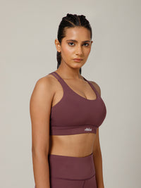 Geometric Strap Sports Bra Maroon