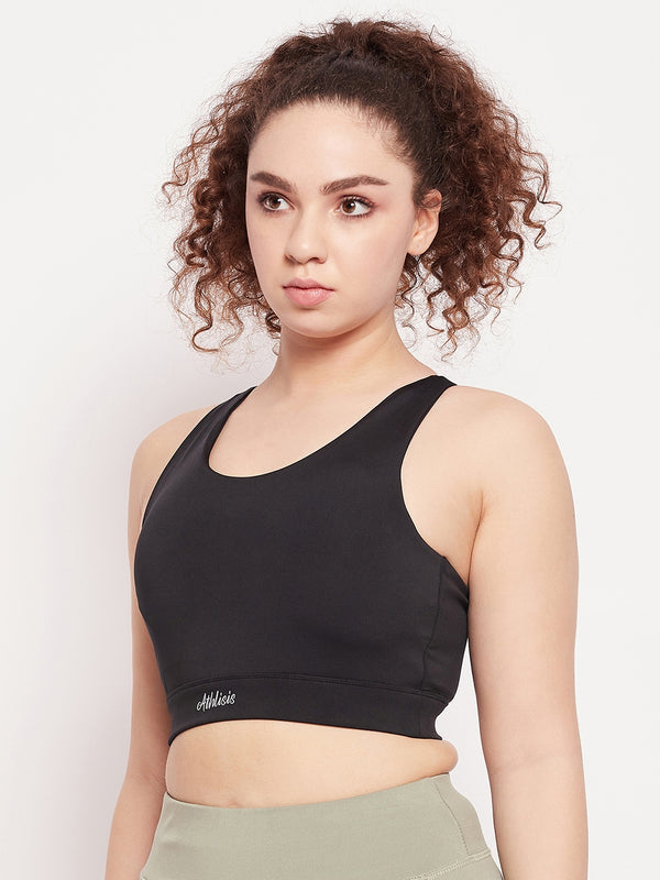 Criss-Cross Back Sports Bra Black