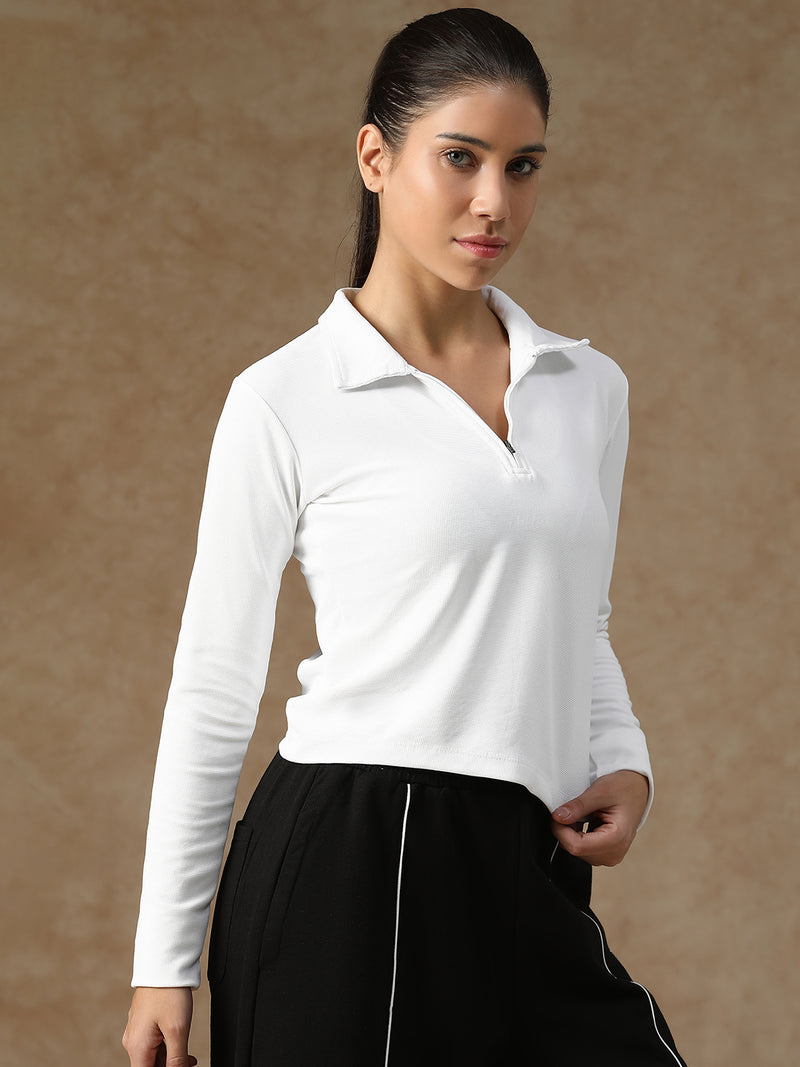 Aero Zip Polo T-shirt White