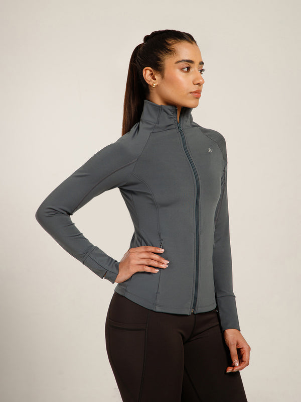 Midriff Crop Jacket Grey