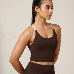 Cross Back Built In Bra Espresso