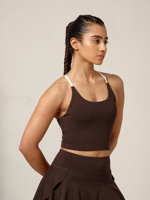Cross Back Built In Bra Espresso