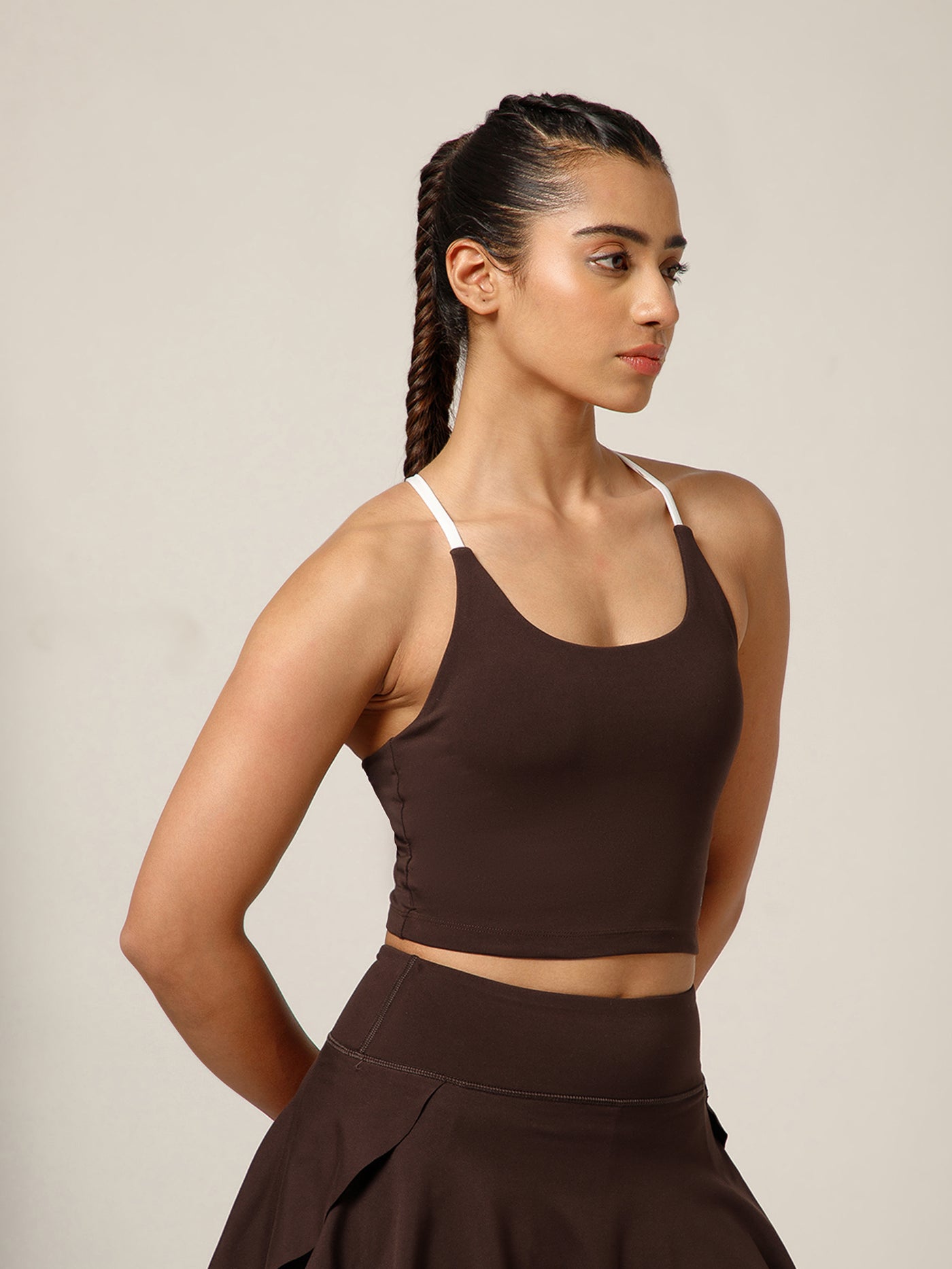 Cross Back Built In Bra Espresso